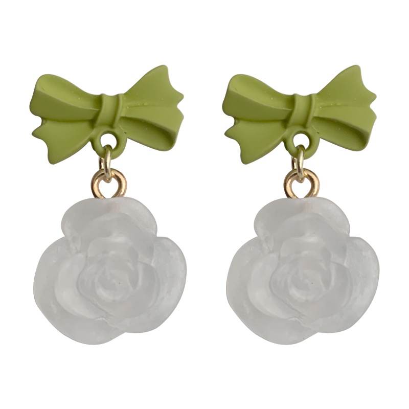 Bông Tai Hình Hoa Hồng Đính Nơ Siêu Nữ Tính Hợp Thời Trang