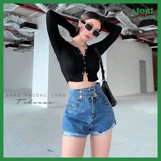 Quần Short Jean Nữ Lưng Cao 2 Nút Tôn Dáng Phong Cách Thời Trang Trẻ Trung, Năng Động Ulzzang
