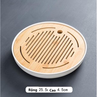 Khay trà tre- bàn trà gỗ tre - khay trà đạo có khay đựng nước tiện lợi cao cấp - gỗ dày và thơn v6