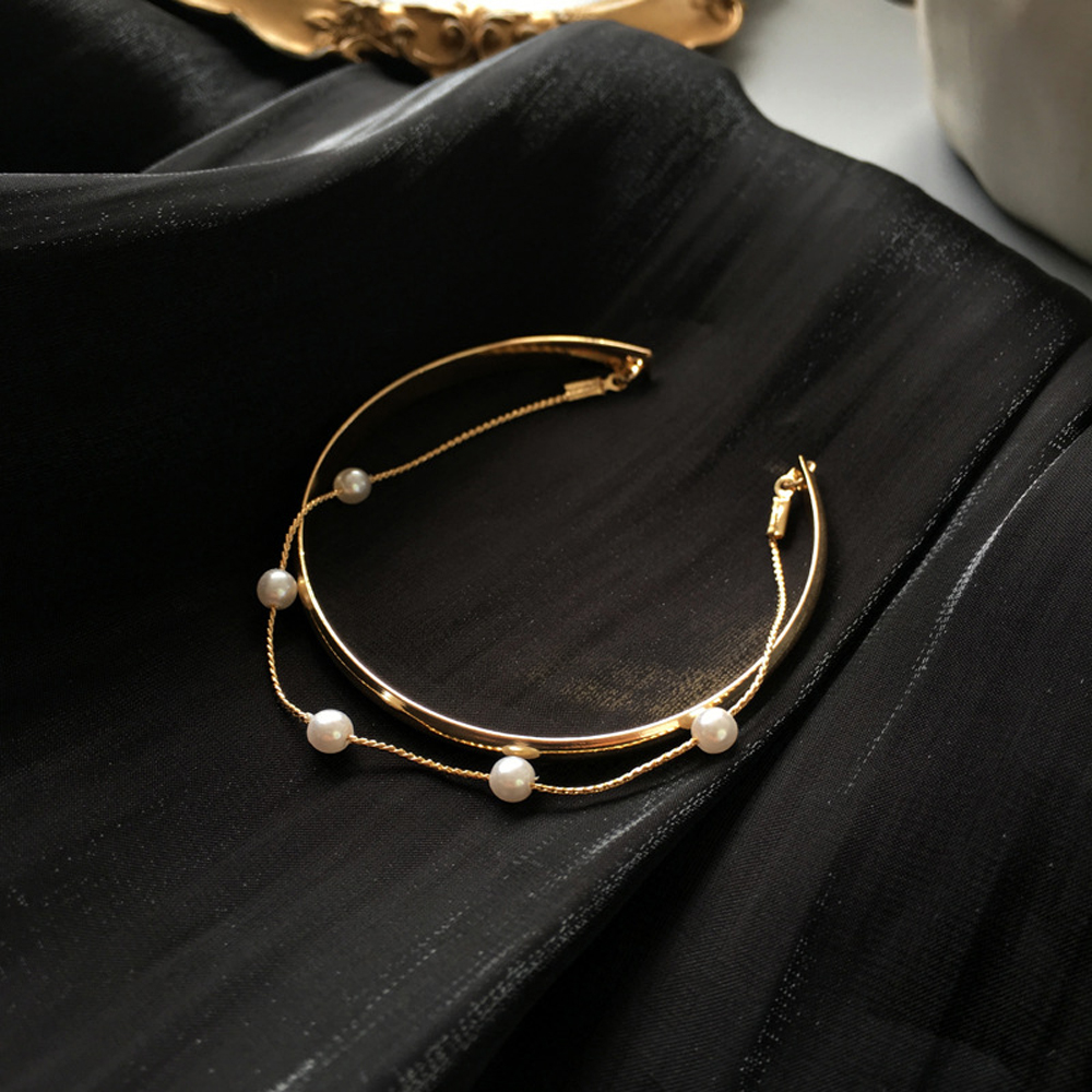 Vòng Tay Nữ Dạng Hở Đính Ngọc Trai Thời Trang