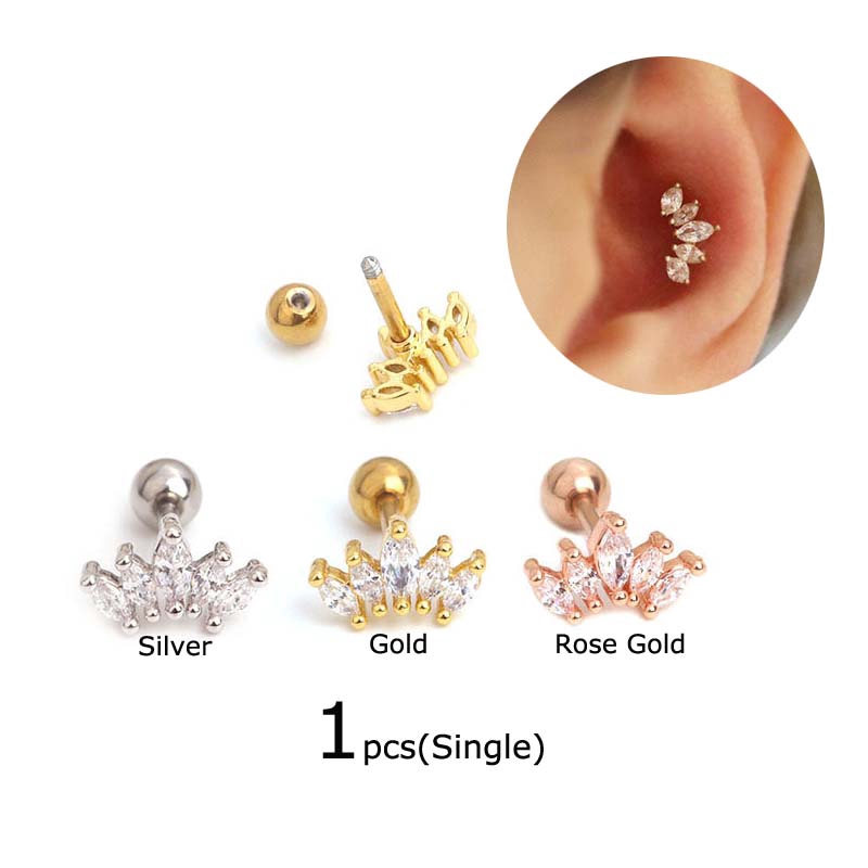 Khuyên Tai Hình Vương Miện Dài 6mm