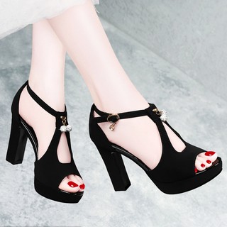 Giày cao gót vuông phối đá siêu cấp - CG98