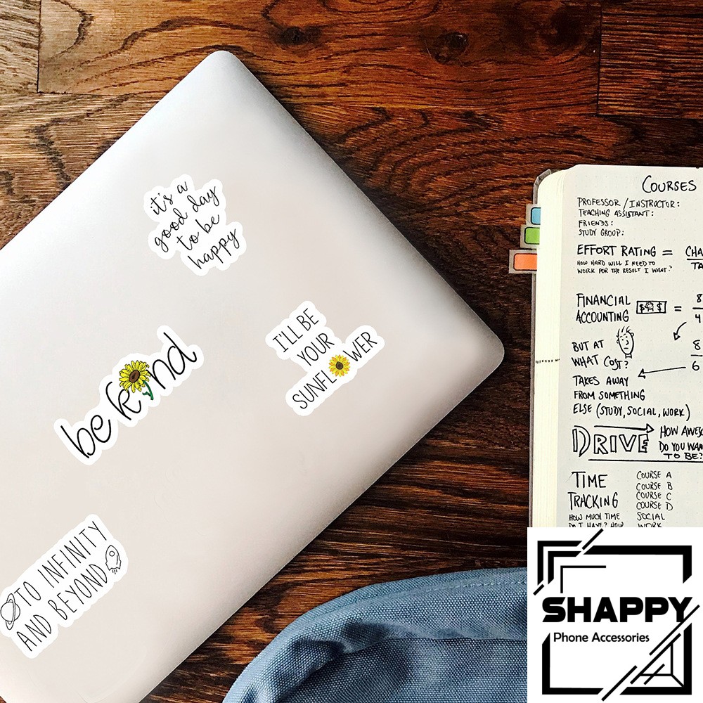 Sticker Dán Be Happy PVC Chống Thấm Nước | Dán Laptop - Dán Nón Bảo Hiểm - Dán Xe - Dán Vali [Shappy Shop]