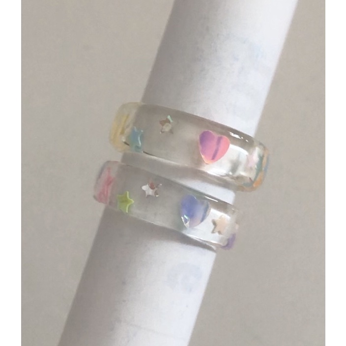 Nhẫn nhựa hàn quốc, nhẫn resin ánh holo trái tim | Angelic’s Heart | @myuwucorner