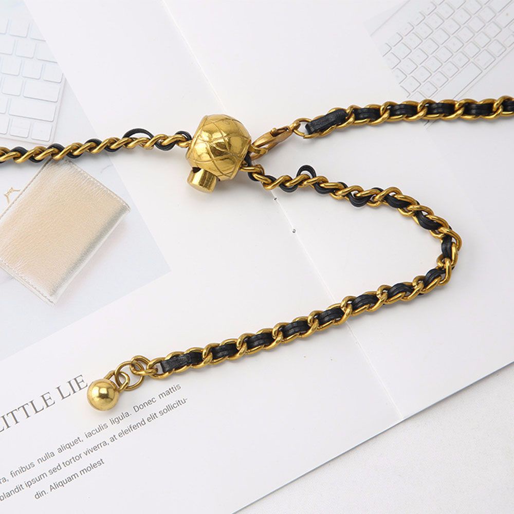 Thắt lưng dây xích dài phối vải nhung có thể làm dây chuyền cá tính đơn giản nhiều màu cho nữ