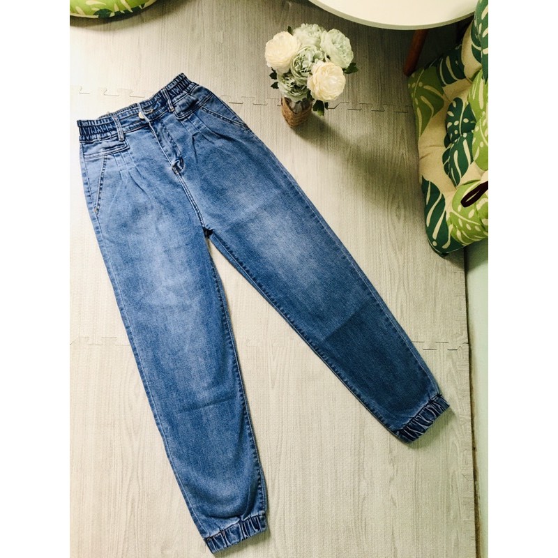 quần baggy bò dài chun ống size S