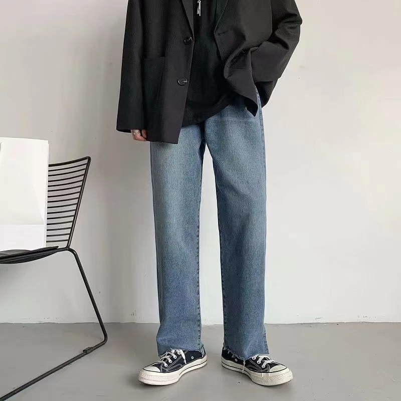 Quần Jeans Ống Rộng Thời Trang Xu Hướng Hàn Quốc Cho Nam Và Nữ