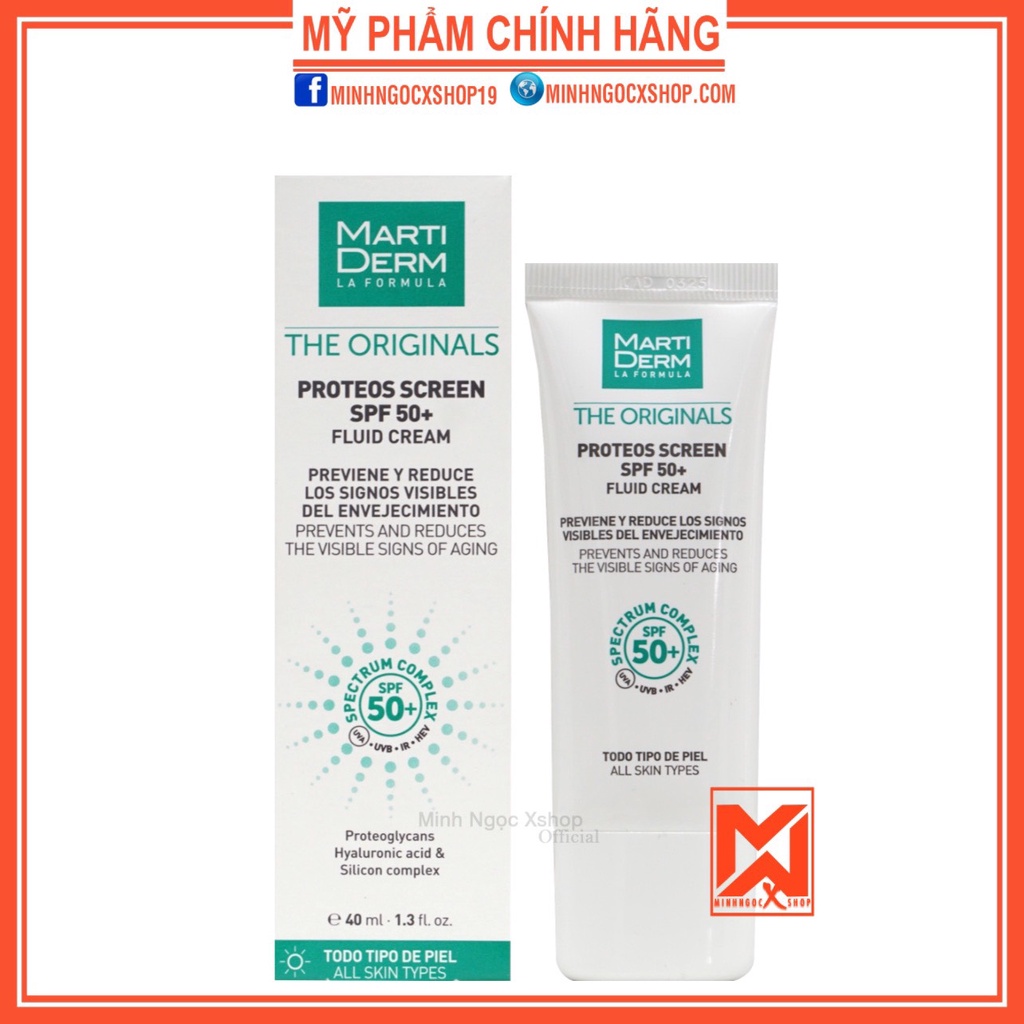 Kem chống nắng MartiDerm The Originals Proteos Screen SPF 50+, Kem Chống Nắng Phổ Rộng Ngừa Lão Hóa