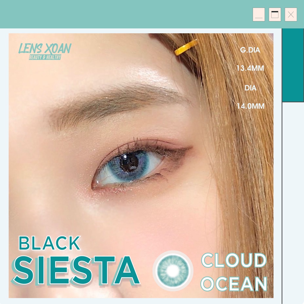 KÍNH ÁP TRÒNG CAO CẤP SIESTA BLACK CLOUD OCEAN: LENS XANH DƯƠNG SÁNG TÂY| PC HYDROGEL| COLOR CL|  LENS XOẮN