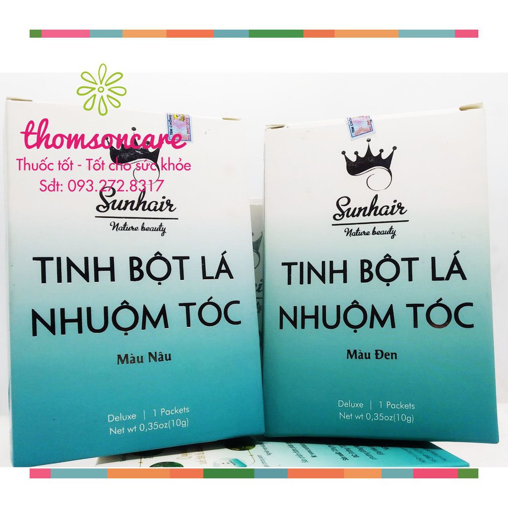 Nhuộm tóc Sunhair từ thảo dược - Tinh bột lá nhuộm đen hoặc nâu