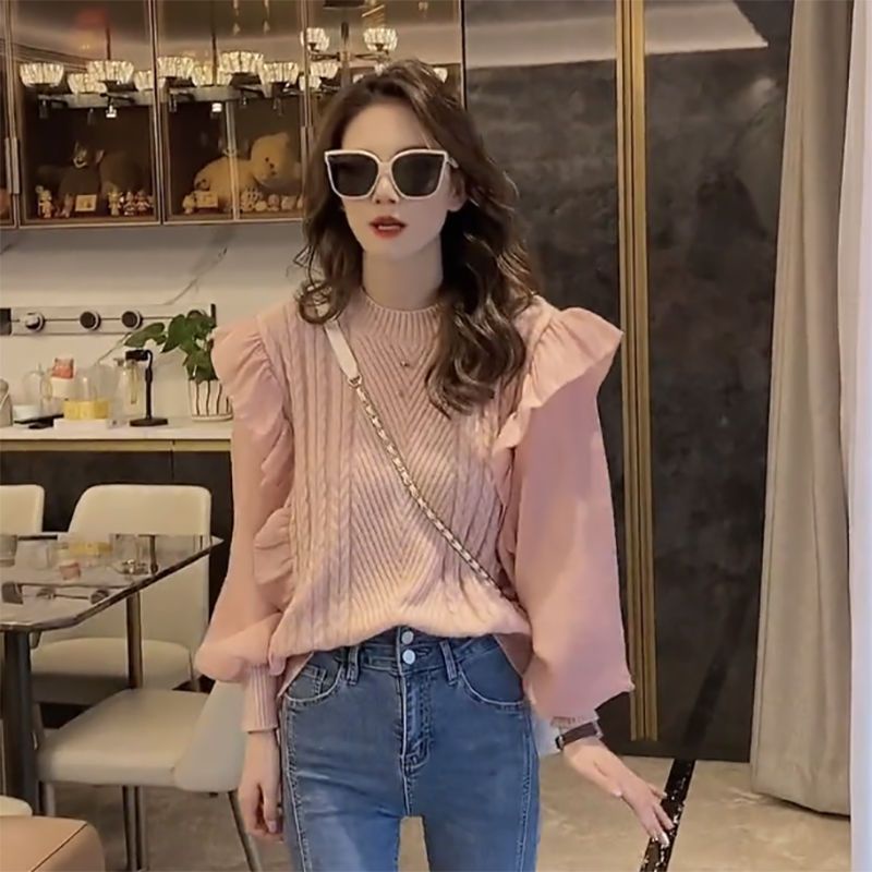 Áo Sweater Phối Bèo Nhún Thời Trang Cho Nữ  tao bao