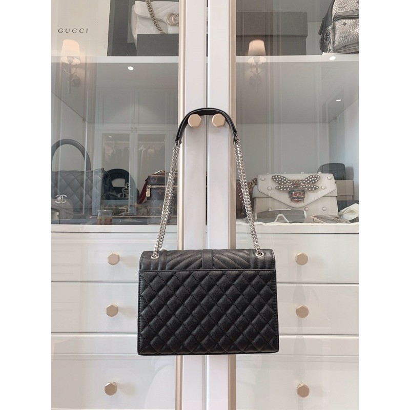 Túi Y hoạ tiết ô sz 27cm da dê