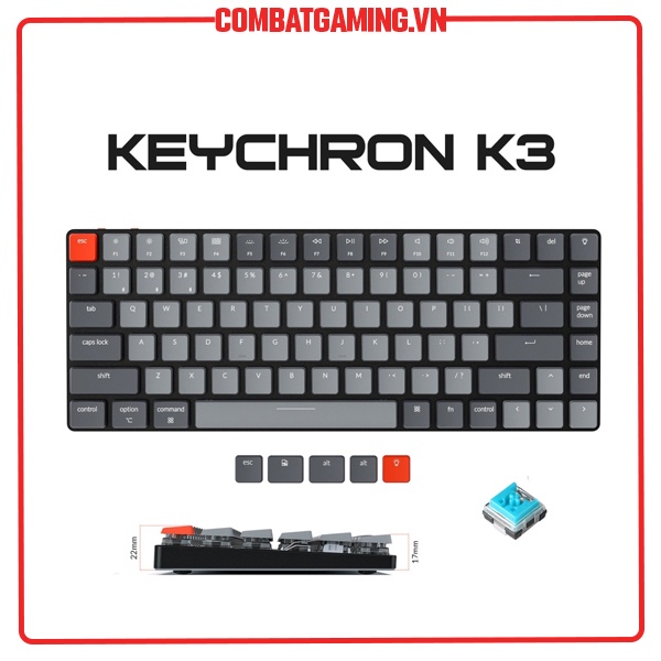 Bàn Phím Cơ Keychron K3 Aluminum RGB Hotswap Optical Sw