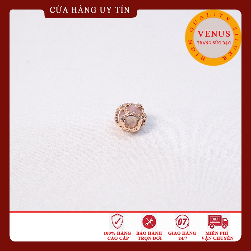 Charm bạc xi vàng hồng- Bạc 925 cao cấp- Trang sức bạc Venus