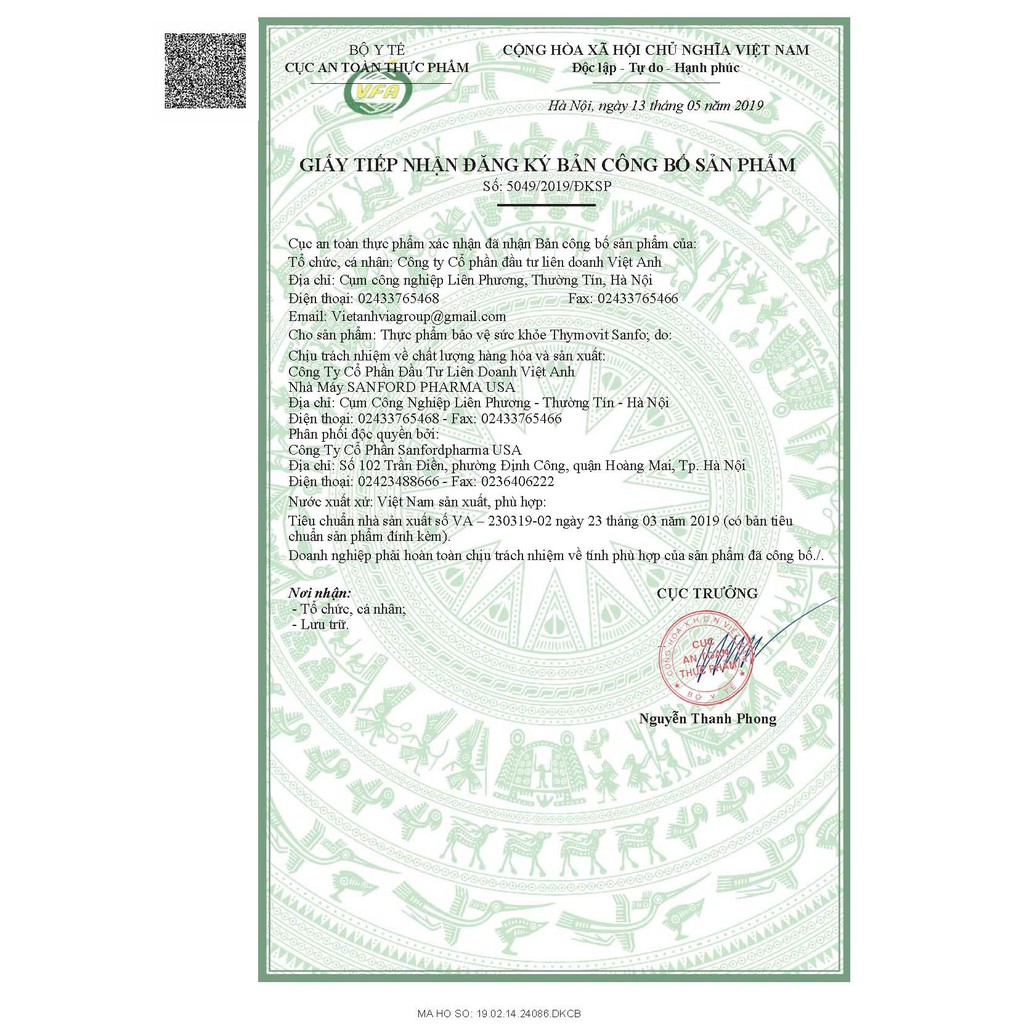 Thymovit Sanfo - Tăng sức đề kháng, tăng khả năng phòng bệnh, giảm viêm họng, viêm phế quản