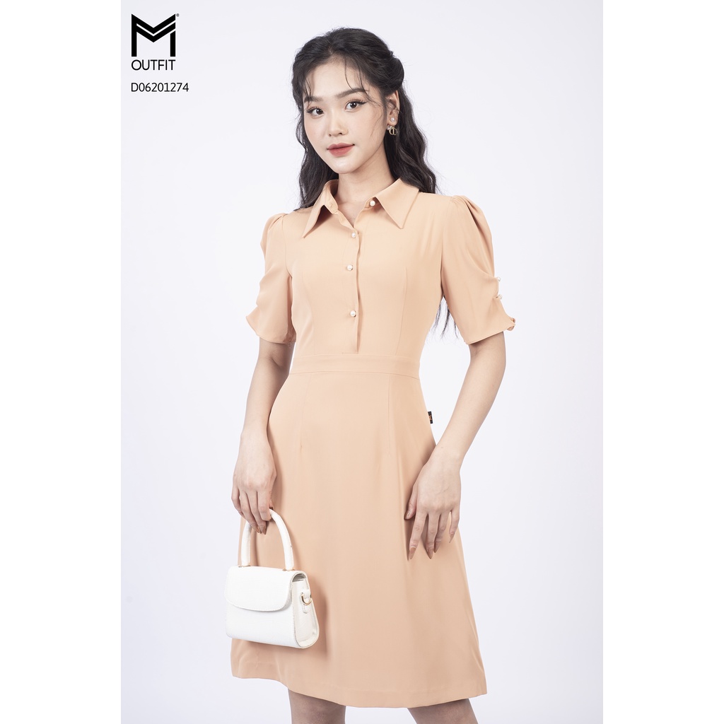 Đầm Cộc Tay Cổ Đức, Đính 4 Cúc Trai MMOutfit D06201274