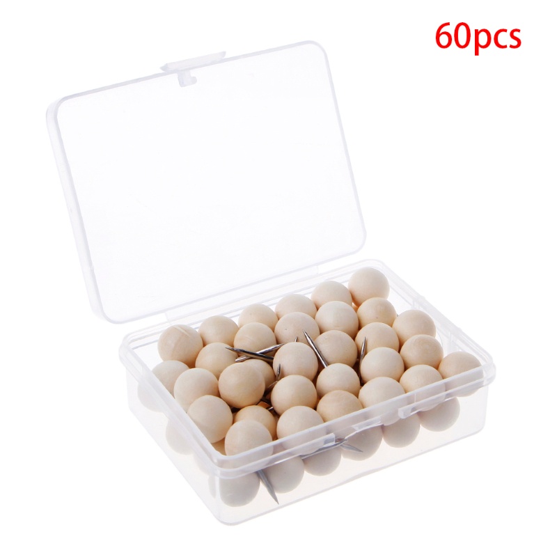 Bộ 60 Ghim Gỗ Tròn Sáng Tạo