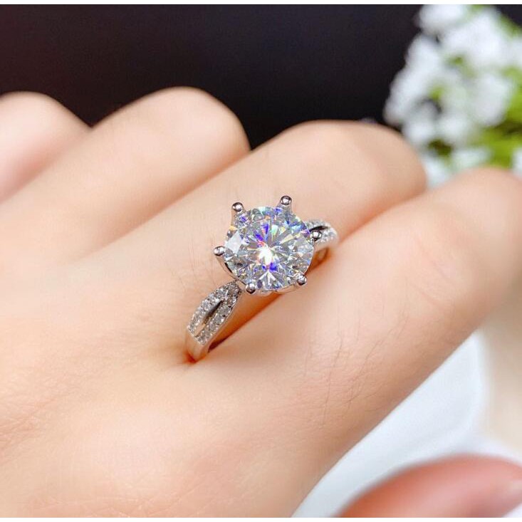 Nhẫn kim cương Moissanite 2 Carat cho nữ PT950 Nhẫn kim cương Moissanite
