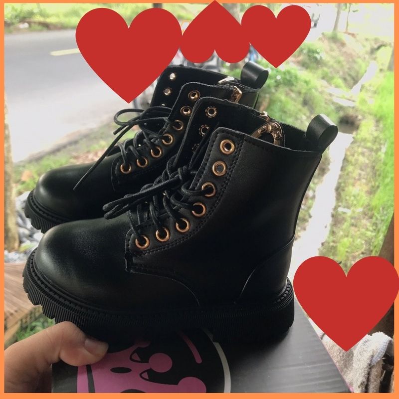 Giày boot Martin cho bé gái bé trai thời trang B001 size 27 - 37 Bốt cho bé gái da mềm êm chân khoá kéo Boot nữ