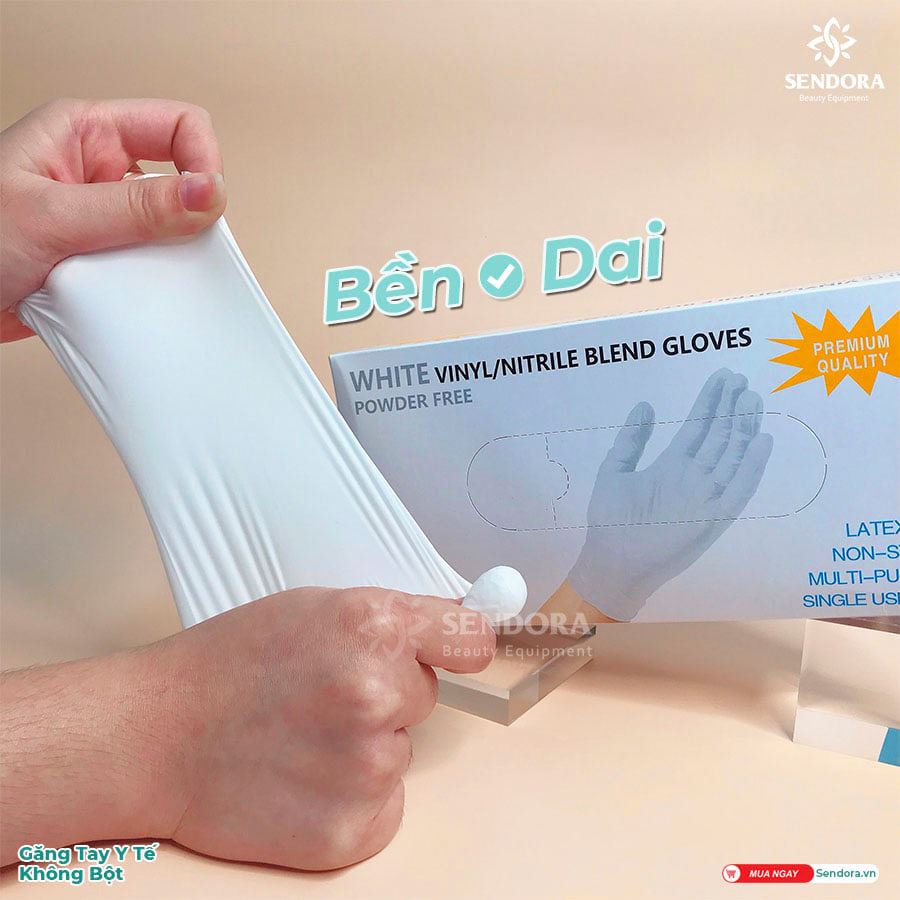 Găng tay y tế không bột Nitrile Màu đen, Trắng - Hộp 100 chiếc