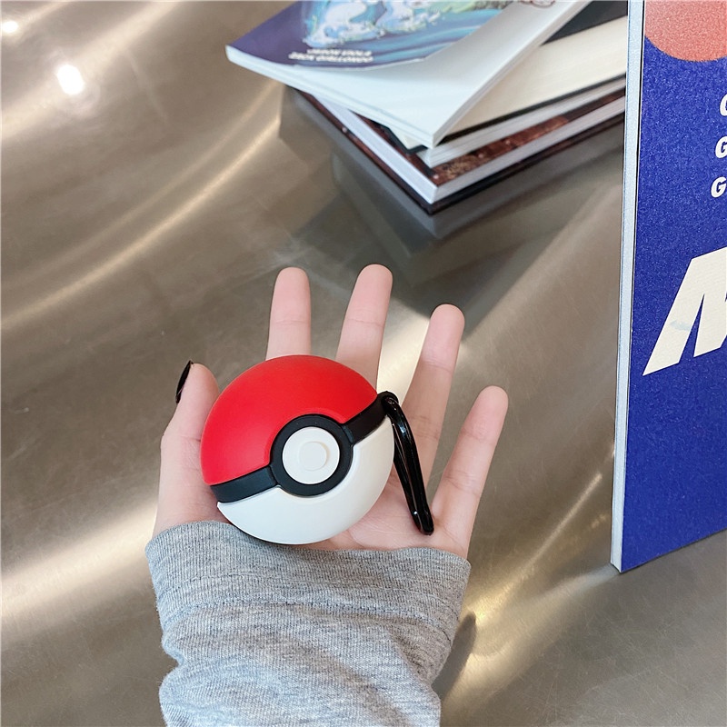 Vỏ Bảo Vệ Hộp Sạc Tai Nghe Baseus WM02 Không Dây Bằng Silicon Hình Quả Bóng Pokemon 3D