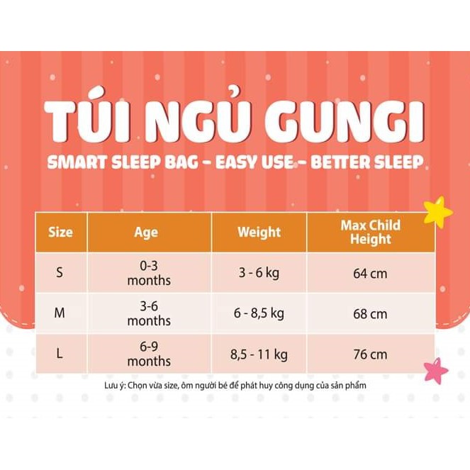 Túi ngủ chống giật mình GUNGI Infant Breezy cho bé ngủ ngon giấc