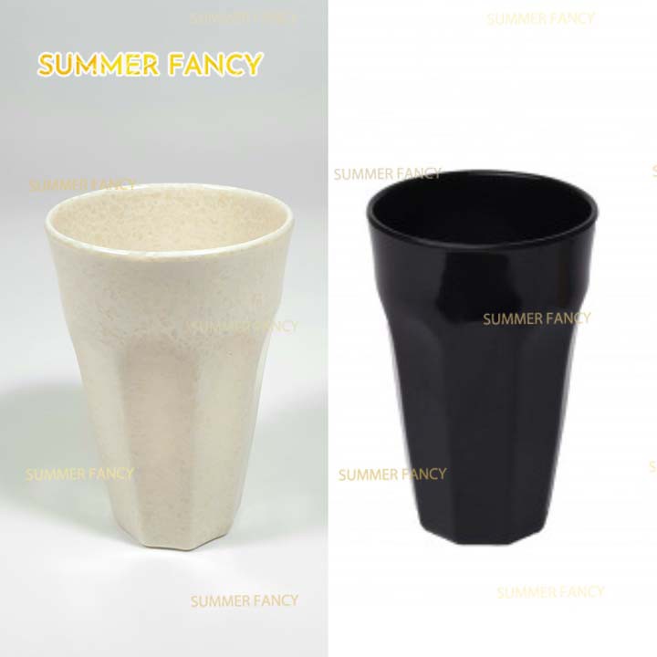 Ly nhựa 8.8 x 13.3 cm ~ 460ml cốc uống trà melamine phíp đen, nâu kem - Cup mug F-LY27