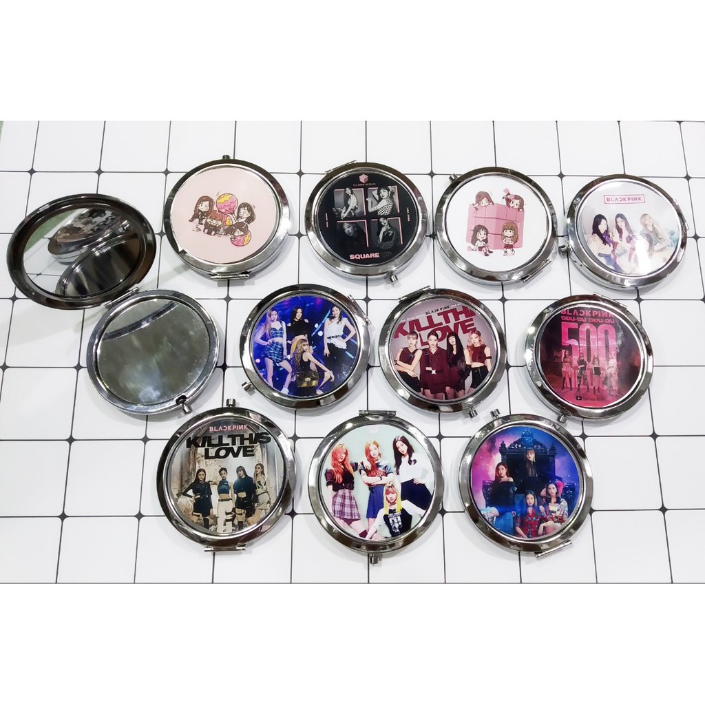 Gương blackpink 2 mặt GIK7 móc khoá gương in hình blink