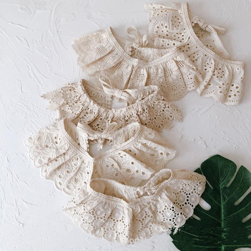 Yếm Cổ Phối Ren Hoa Xinh Xắn Cho Bé Gái