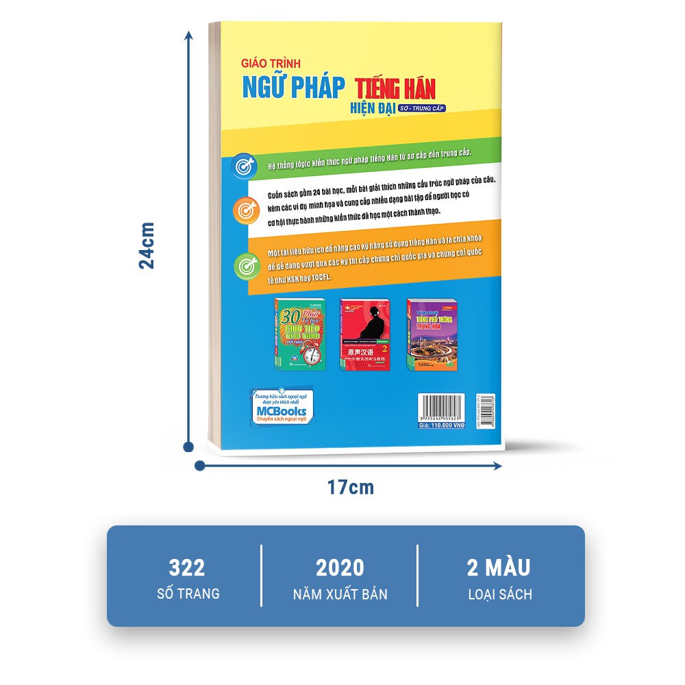 Sách - Giáo trình ngữ pháp tiếng Hán hiện đại - Sơ trung cấp - MCbooks