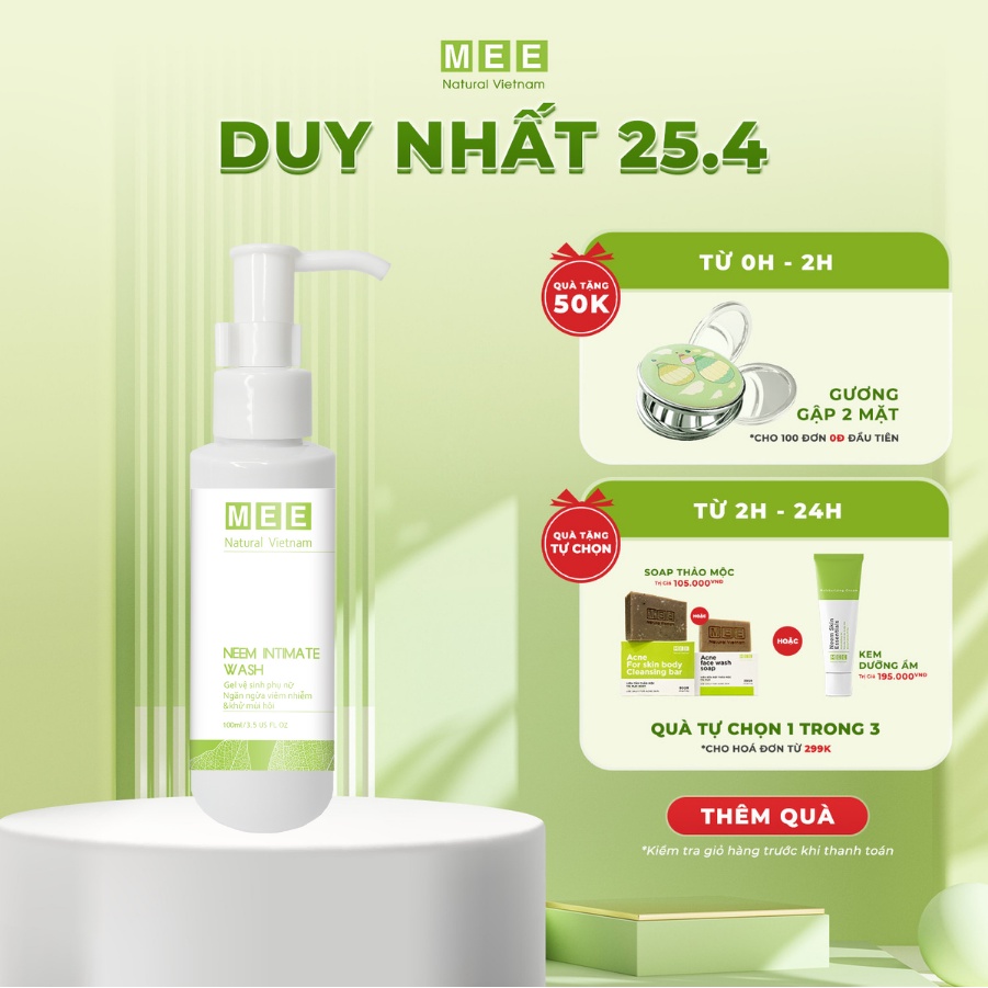 Nước Rửa Chuyên Biệt Neem MEE NATURAL 100ml (Dung dịch vệ sinh phụ nữ)