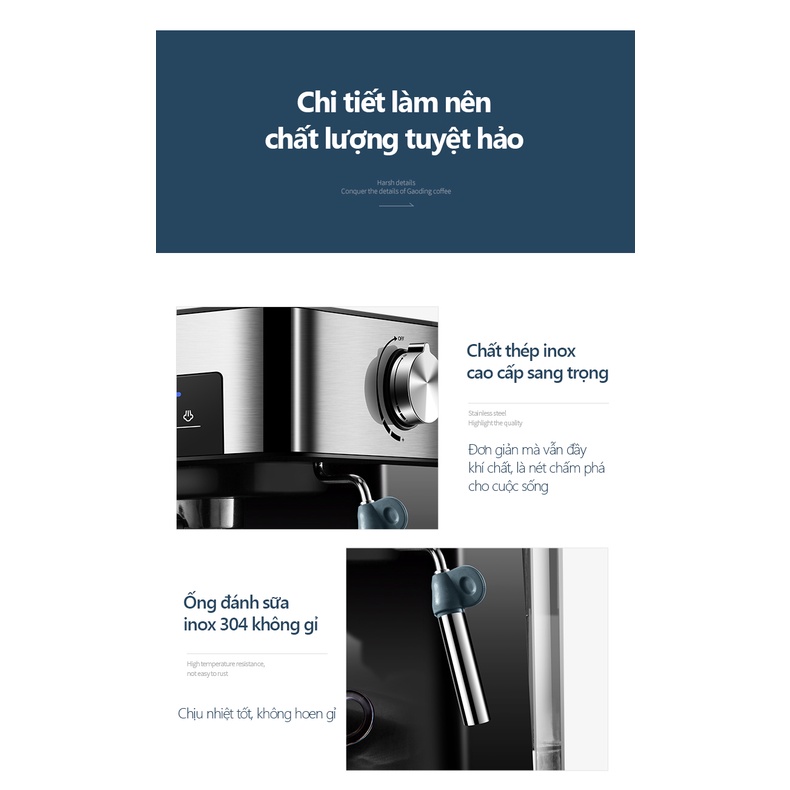 Máy pha cà phê có ống làm nóng đánh sữa màn hình cảm ứng thông minh áp lực cao làm cà phê nồng đậm máy pha chế cà phê in