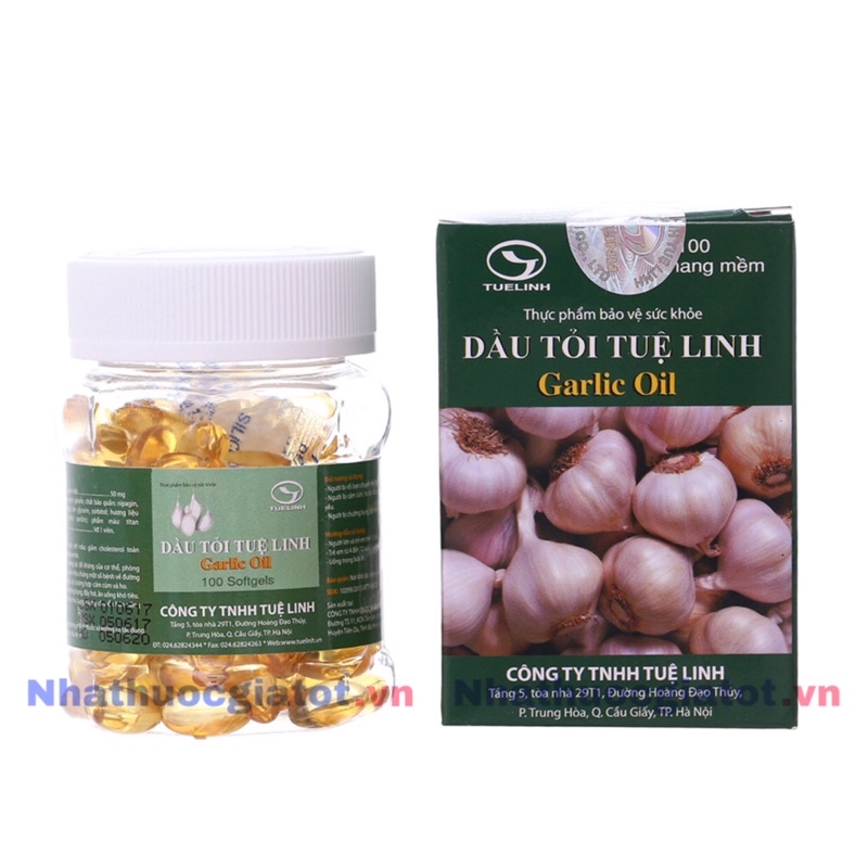 [Hộp 100 viên] DẦU TỎI TUỆ LINH - Garlic Oil - Ngăn ngừa cúm, hạ mỡ máu, gan nhiễm mỡ