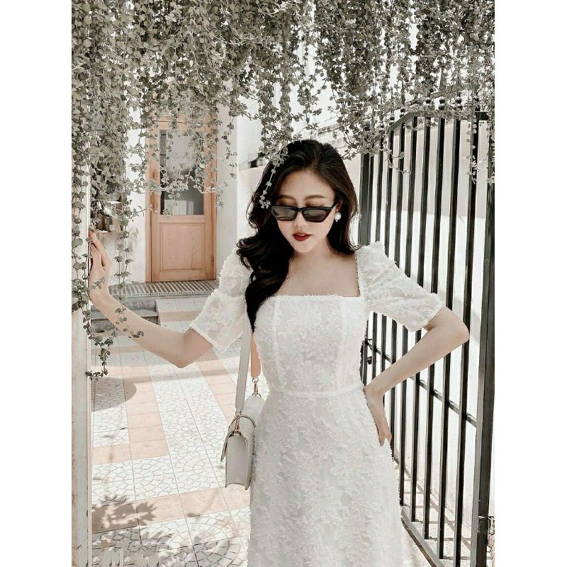 (ẢNH THẬT) Đầm thiết kế midi voan thêu 3D cao cấp - S | BigBuy360 - bigbuy360.vn