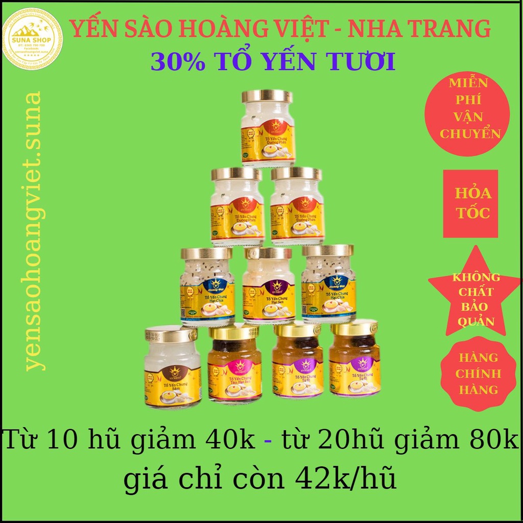Yến sào Hoàng Việt 30% nguồn gốc Khánh Hòa Nha Trang, là loại yến hũ chưng sẵn 70ml