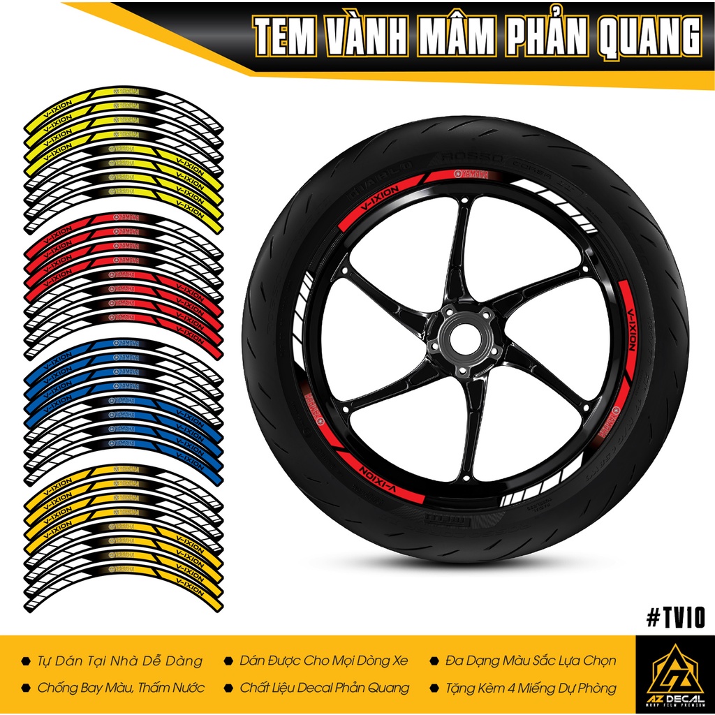 Tem Vành Yamaha Phản Quang Xe Mẫu V-IXION | TV10 | Decal Dán Mâm Xe Chống Nước Dán Full 2 Bánh