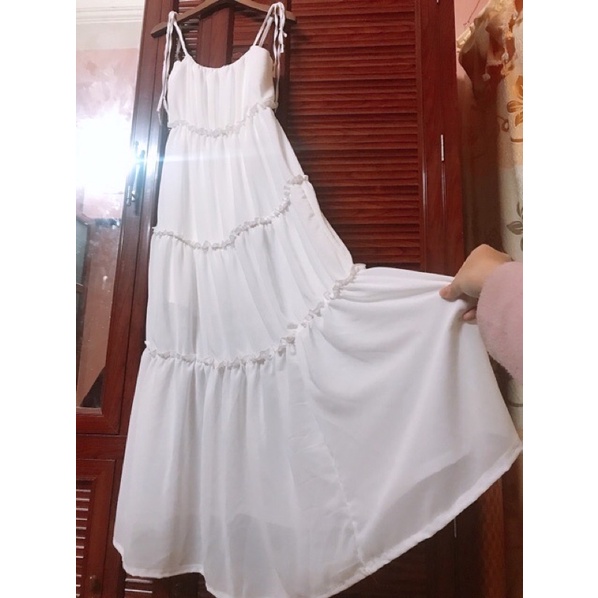 Váy 2 Dây 4 Tầng Nhún Bèo