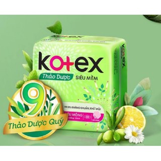 Băng vệ sinh Kotex Thảo dược siêu mềm siêu mỏng cánh gói 4 miếng