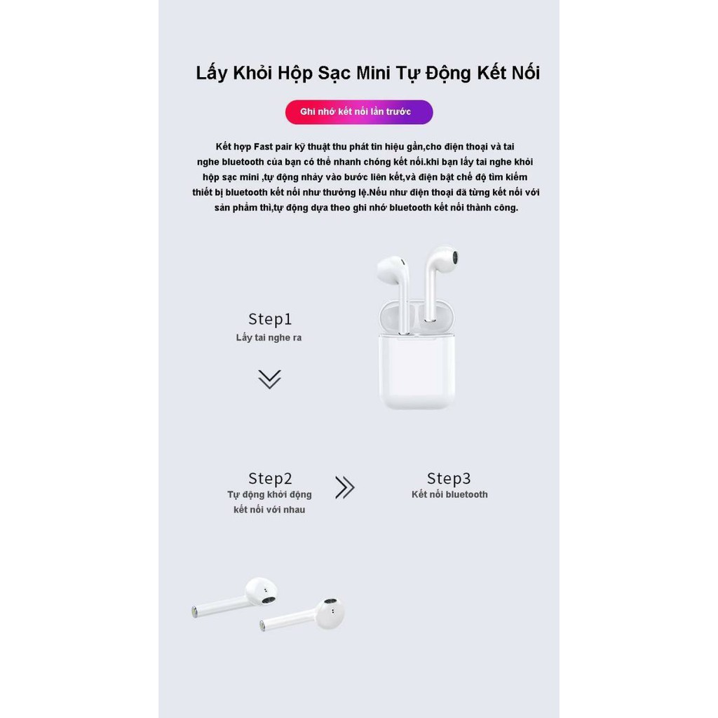Tai nghe Bluetooth i12 KL Hỗ Trợ Mọi Dòng Máy , Tai Nghe Bluetooth Mini, TWS Bản Nâng Cấp Chip 5.0 sành điệu | BigBuy360 - bigbuy360.vn