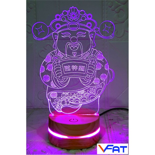 Đèn 3D led, Đèn thần tài, đèn ngủ 16 màu, đèn đổi màu, quà tặng, đèn mica, VFAT Shop
