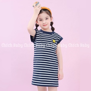 🥝🥝 Đầm thun cotton kẻ sọc ngang phom suôn cho bé gái
