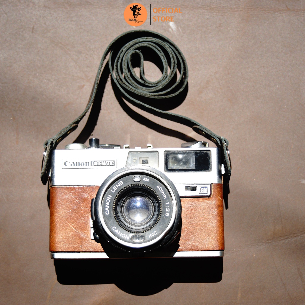 Dây đeo máy ảnh Canon / Nikon / Sony / Fujifilm da bò màu đen - RAM Leather A2