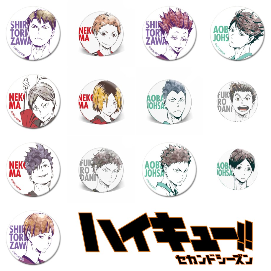 Combo 13 huy hiệu cài áo IN HÌNH Haikyuu!! Vua bóng chuyền anime chibi dễ thương tiện lợi m1