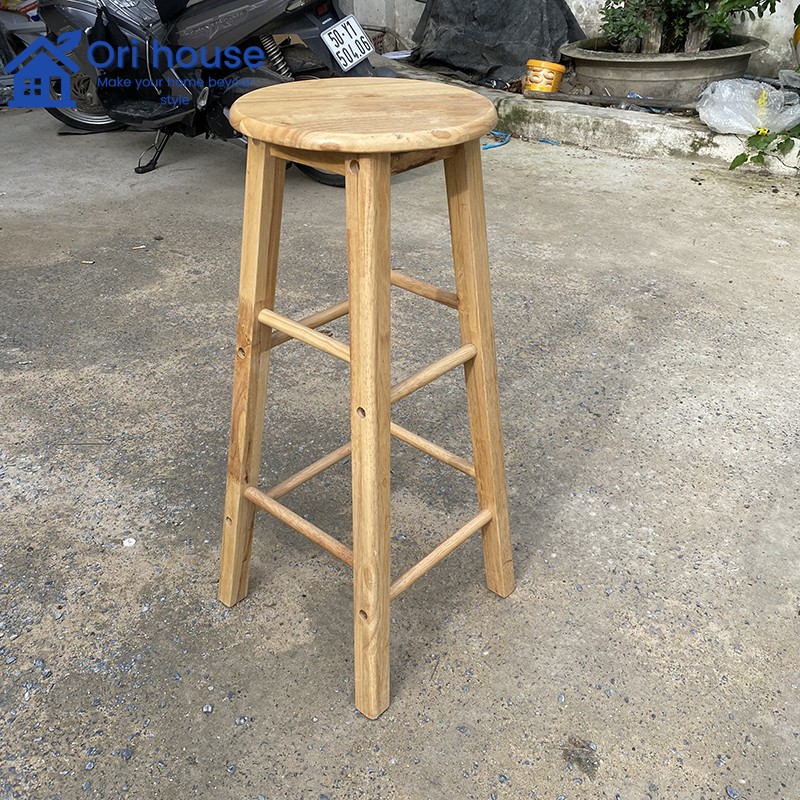 Ghế đôn gỗ cao su lắp ráp - Ghế qoài bar cao 80cm - Nội thất Ori