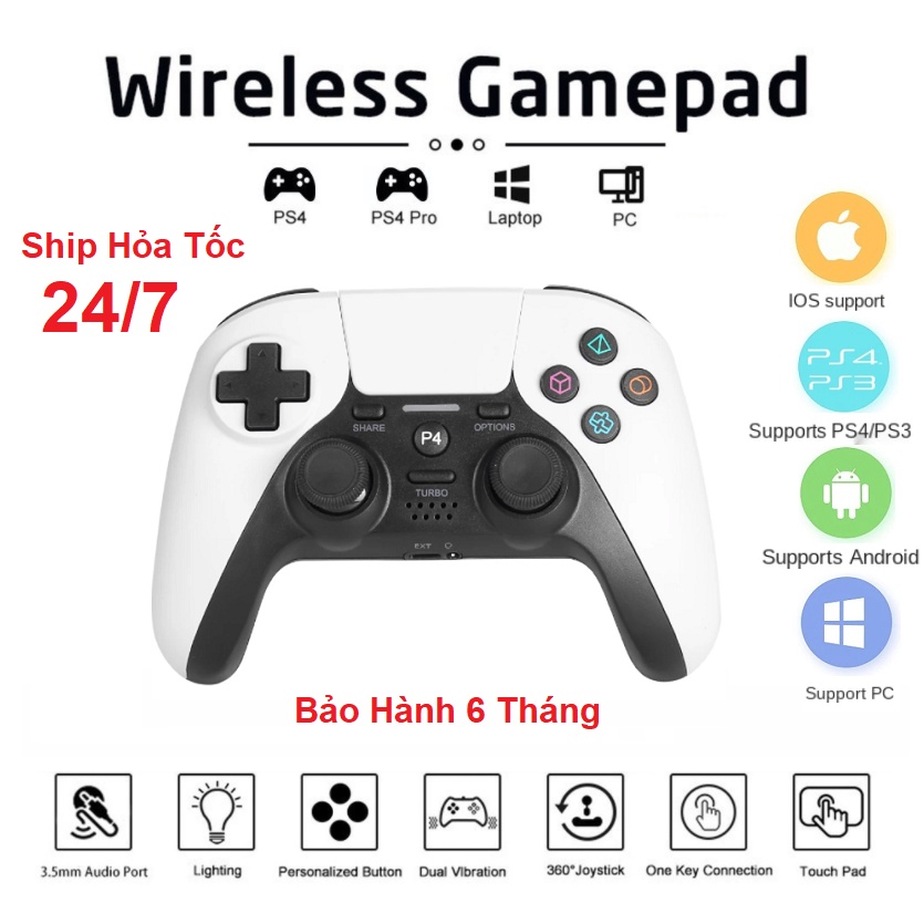 ✨Hà Nội - Ship Hỏa Tốc✨ Tay cầm P4 không dây đa năng P4 pro / P4 cho PC | IOS | Android | Switch | PS4 | Laptop | Ipad