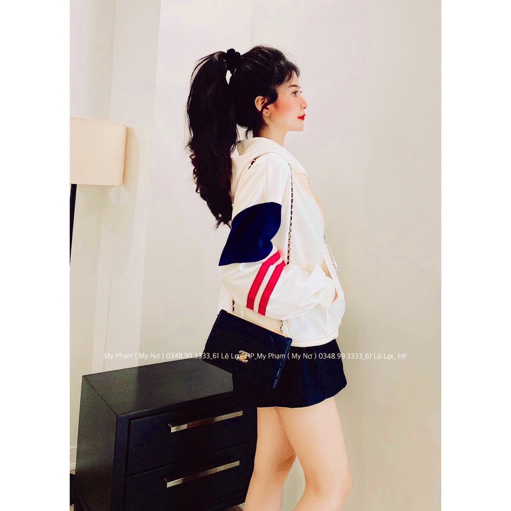 [ảnh thật-sẵn] Áo khóa nỉ lót lông nữ kẻ sọc | BigBuy360 - bigbuy360.vn