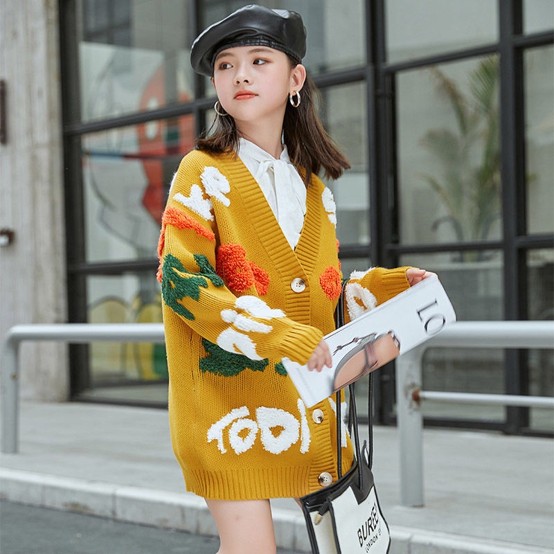 Áo khoác cardigan dệt kim thời trang thu đông cho bé gái