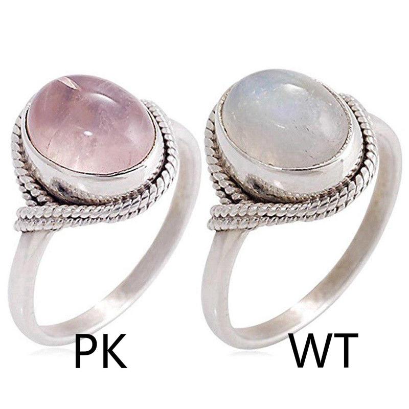 Nhẫn bạc mặt Oval đính đá pha lê cổ điển