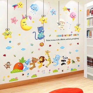 Decal dán tường thú nhổ cà rốt và chúc bé ngủ ngon