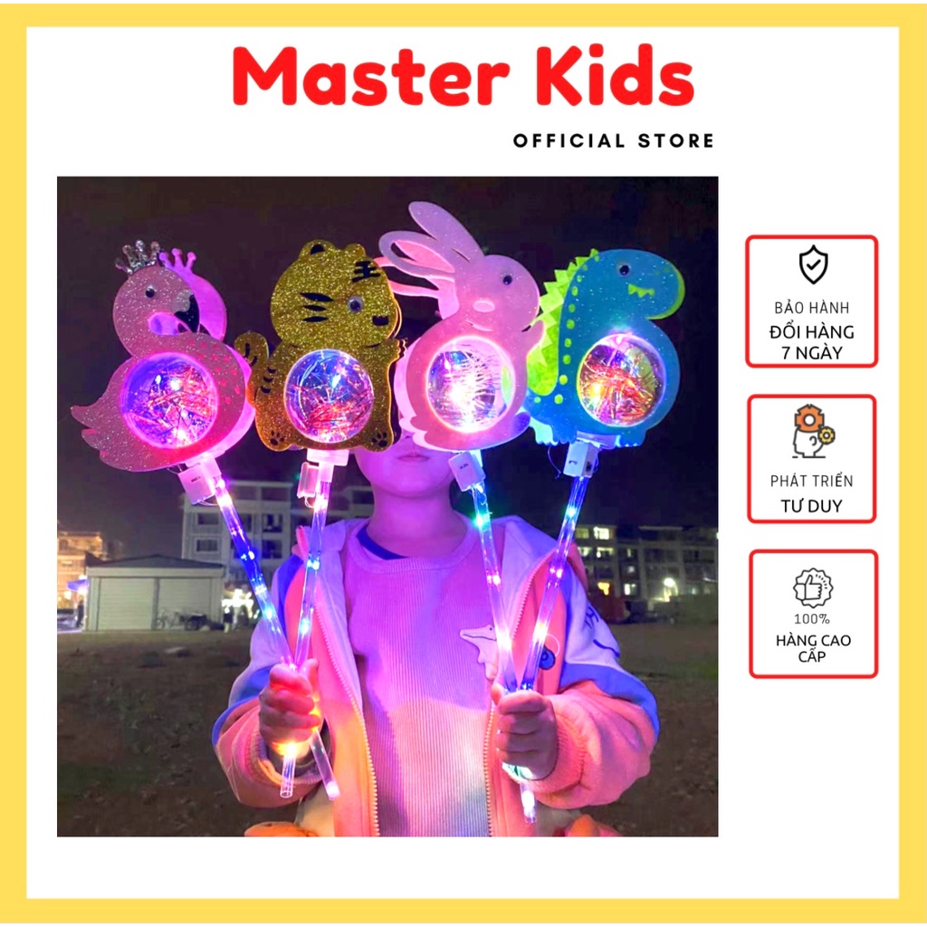 Gậy phát sáng cho bé chơi trung thu, đèn trung thu phát sáng hình con vật nhiều màu sắc sinh động Master Kids